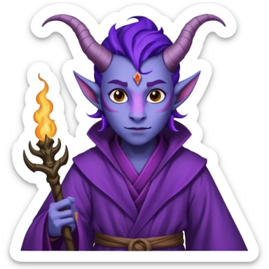 wizard thiefling with purple skin sticker