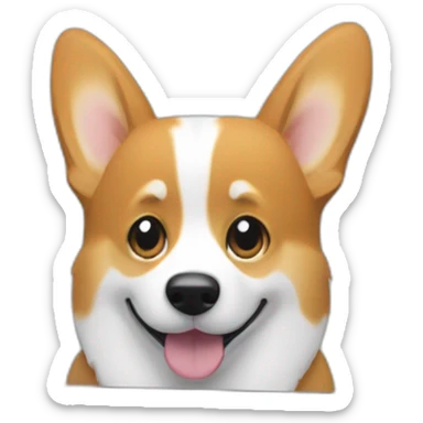 corgi sits behind imac monitor sticker