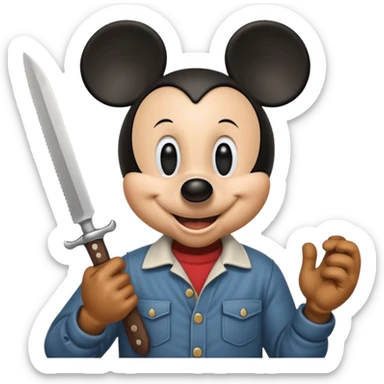Knife in hand micky sticker