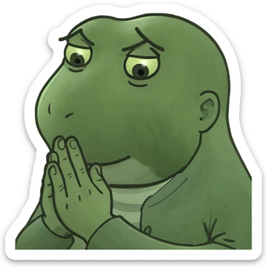 Sad face pray hands sticker