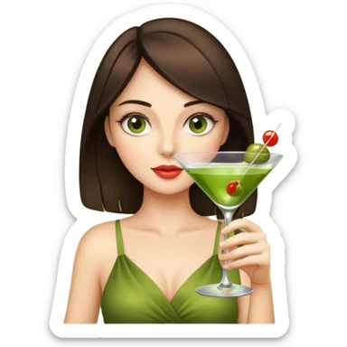 Brunette girl drinking a giant martini  sticker