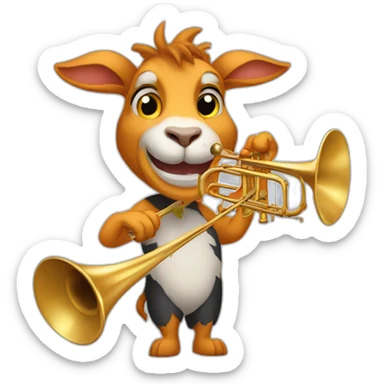 A goat and tiger fusion playing the trombone sticker