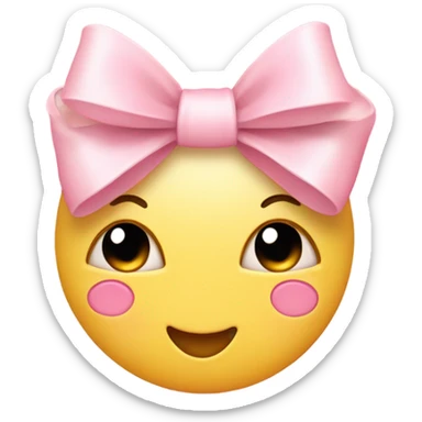 little light pink bows smiley with heart blush sticker