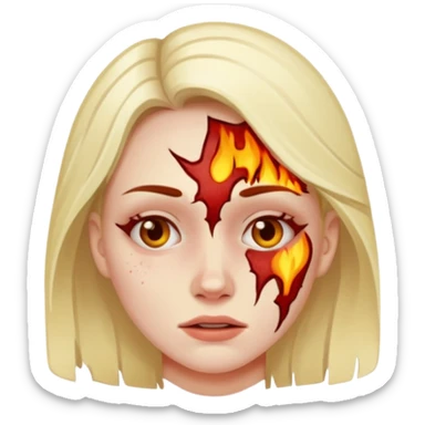 mujer con quemadura en la cara sticker