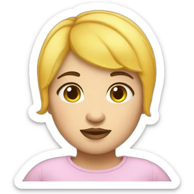 short haired yellowskinned chubby girl sticker