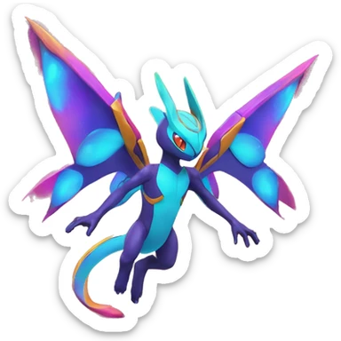 Colorful Celestial Neon Colors Vibrant Colors Flying Futuristic Fakémon-Legendary-Pokémon-Creature Full Body sticker