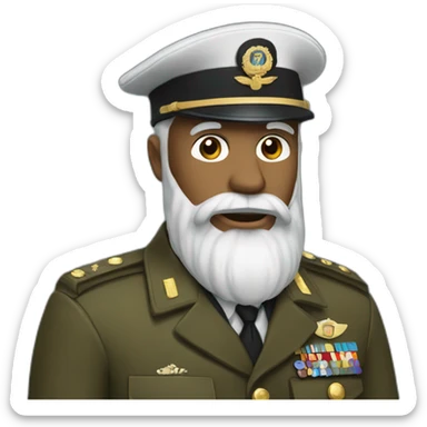 brown man with a long white scraggly beard and a beret in military uniform sticker