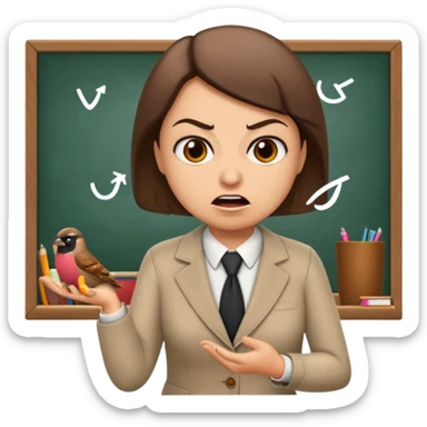 Angry teacher will scold Sparrow in the Busi School sticker