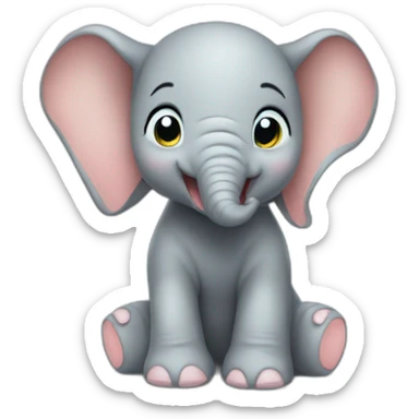 Very happy baby elephant sticker