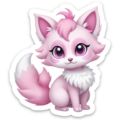 Kawaii bright fantasy ethereal anthro fursona Fakemon with tufted tail  sticker