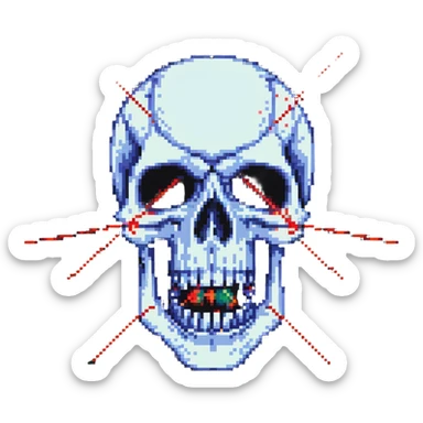 skull grinding teeth with laser from one eye sticker