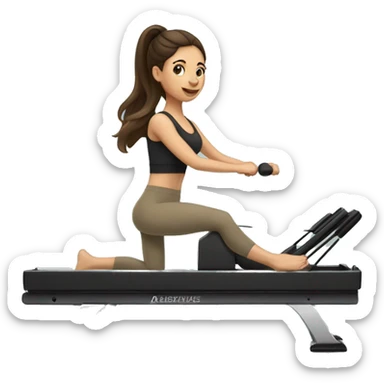 brunette girl working out on a pilates reformer sticker