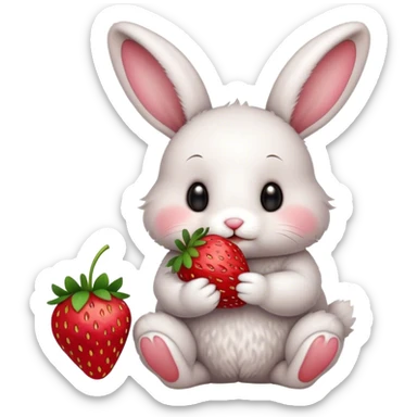 bunny eating strawberry cute sticker