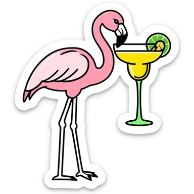 Flamingo with margarita sticker