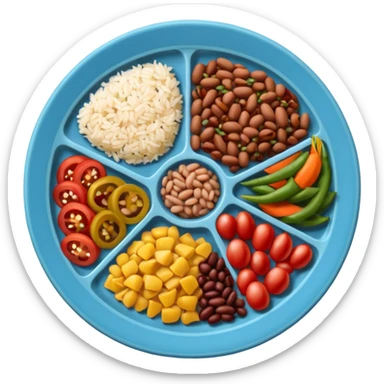 prato de comida dividido com legumes carne arroz e feijão sticker