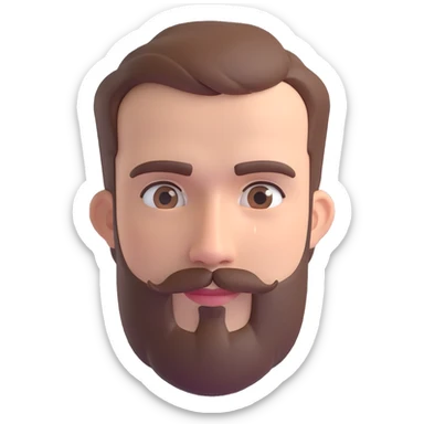 aviation geek short-bearded man, brown hair, slightly balding, close trimmed beard sticker