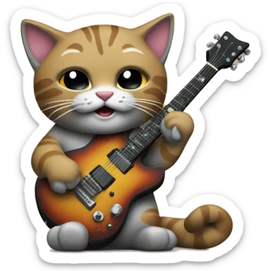 rock cat playing a guitar sticker
