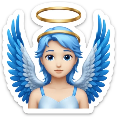 anime style angel with a blue halo and blue wings sticker