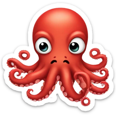red cartoon octopus frowning sticker