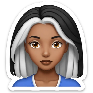 Beautiful black woman with split black and white hair sticker