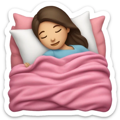 Brunette girl sleeping on side with pink blanket sticker