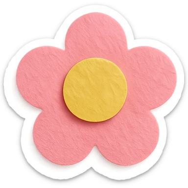 pink flower-shaped candy, paper craft style, isolated on transparent background sticker