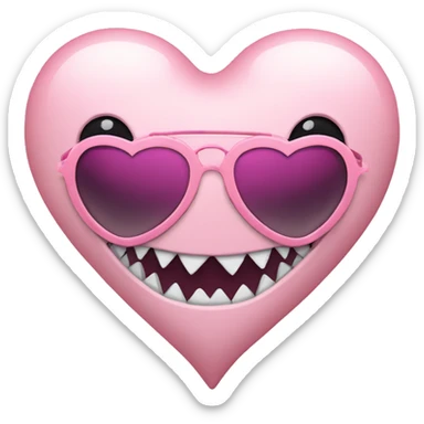 Light pink heart with shark teeth and sunglasses sticker