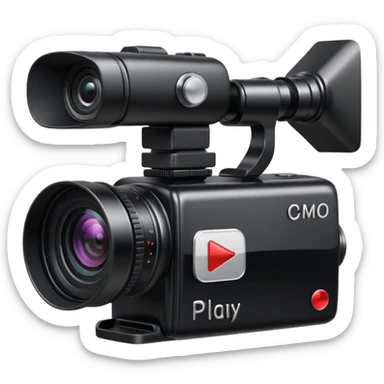 video camera with play button sticker