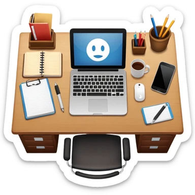 office desk top view sticker