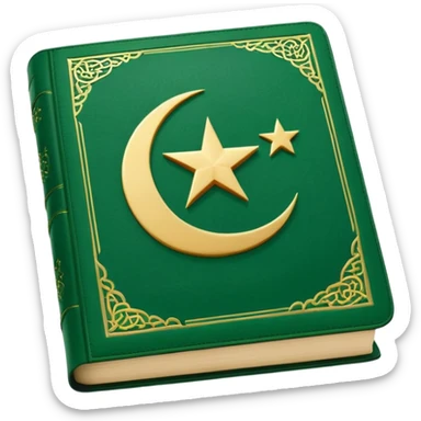 Closed Quran with the Islamic Symbol on it (moon and star) green sticker