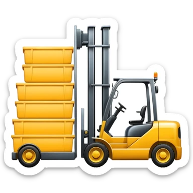 un muletto che scarica un camion usando cucchiaini  sticker