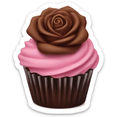 pink rose on chocolate cupcake sticker