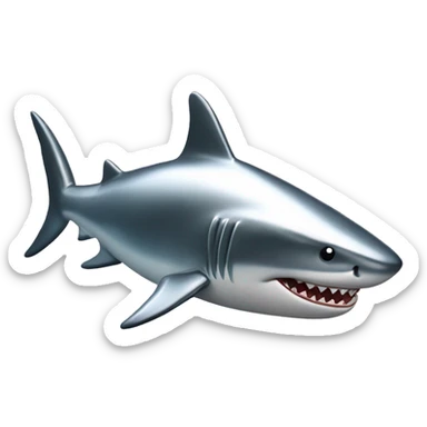 A fully chromed figurine of a shark in japaneese style. sticker