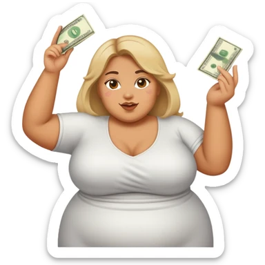 Fat girl throwing money sticker