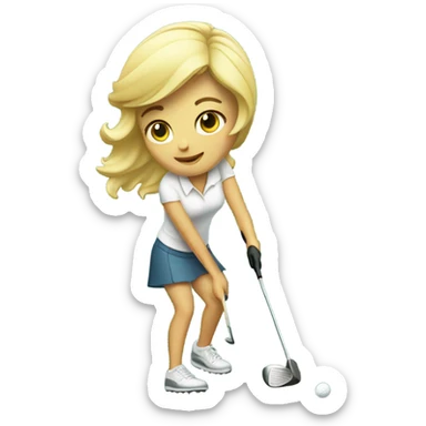 Blond girl swinging golf club sticker