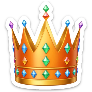 orange prismatic 3d crown with rainbow gems sticker