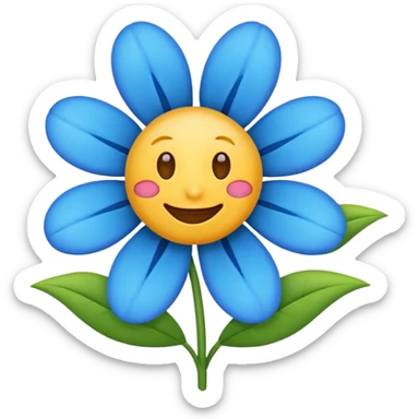 Emoji flower blue sticker
