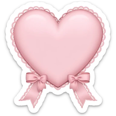 cute baby pink colored heart with lace trimming and with a lace ribbon in the front, on the top left, tilted a bit sticker