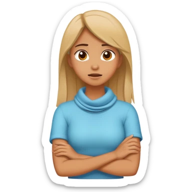 Girl crossing her arms around her neck and crashing out  sticker