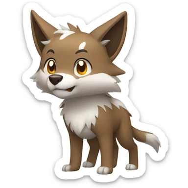 Brown and White Wolf Pokémon Full Body sticker