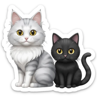 White and grey cat and black cat sticker