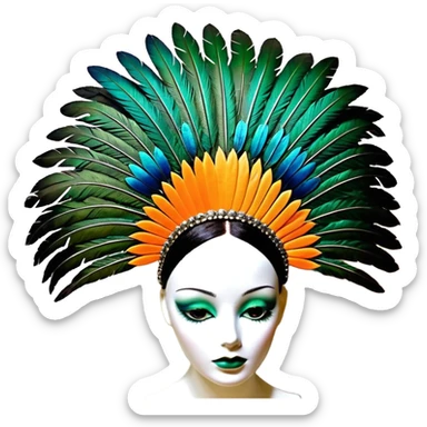 ave Cabeza y espalda: tonos verdes y azulados brillantes.

Pecho: anaranjado intenso que contrasta con el resto del cuerpo.

Alas: mezcla de verdes y negros.

Cola: larga y elegante, con dos plumas centrales que terminan en forma de “raqueta”. sticker