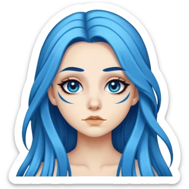pretty long and blue hair baddie with eyeliner  sticker