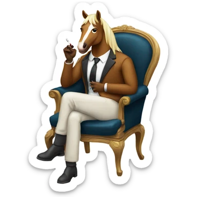Horse sitting in a chair while smoking a cigarette  sticker