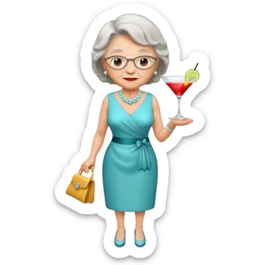 Grandma wearing a cocktail dress sticker
