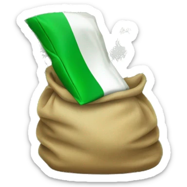 bag of money with Irish flag sticker