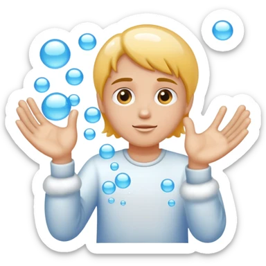 Rubbing hands bubbles sticker
