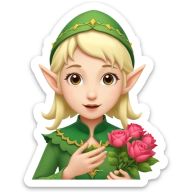 un elfe qui offre des fleurs sticker