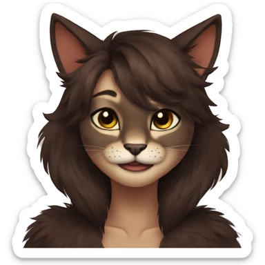 Anthro Shy Cute Cool Edgy Pretty Dark Brown Furry Feline Animal Anthro Sona sticker