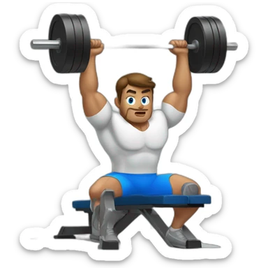 A man with blue eyes training at a bench press sticker